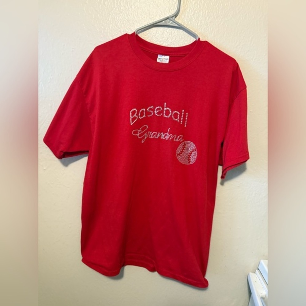Jerzees Rare Vintage Bedazzled Baseball Grandma T-Shirt